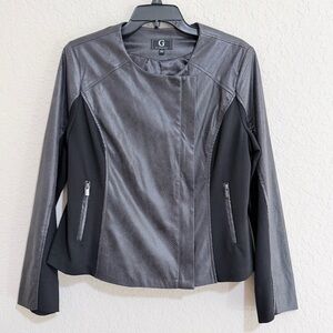 G by Giuliana Women’s Black Label faux leather snakeskin moto jacket Size L